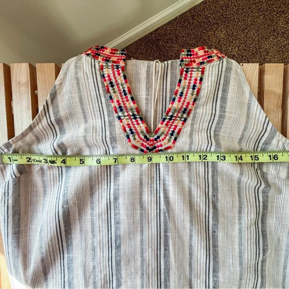 NWT Savanna Jane Gray Striped Embroidered V-neck Seeveless Dress Size Small - Picture 12 of 12